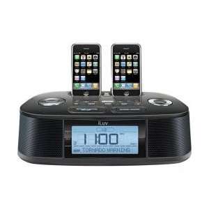 Hi Fi Dual Alarm Clock Radio with Dual Dock for iPod/iPhone and NOAA/S 