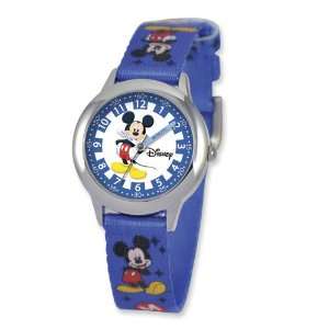   Kids Mickey Mouse Printed Fabric Band Time Teacher Watch Jewelry