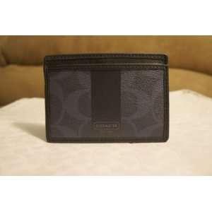 Coach Mens Wallet. Heritage Stripe Collection. Navy Blue. 4 ID/Credit 