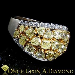   Two Tone Gold 3.00ctw Fancy Yellow Diamond Cluster Dinner Ring  