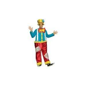   costume includes A pair of ruby red oversized clown pants featuring