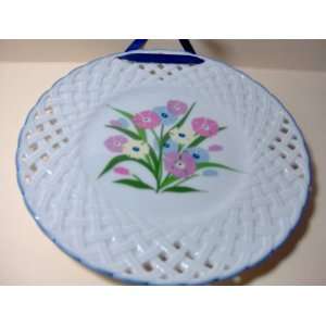  French Country Plate   Pink, Blue, Yellow Flowers
