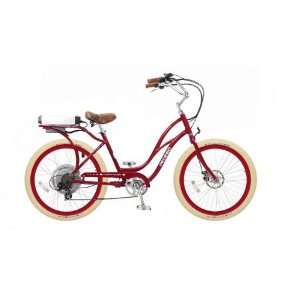  Comfort Cruiser Step Thru Red with Red Rims and Creme 