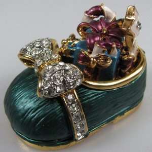  Crystal Jeweled Trinket Box   Baby Shoe w/ Gifts J503 