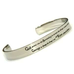 Serenity Prayer Cuff Bracelet. High Polished Stainless Steel Bracelet 