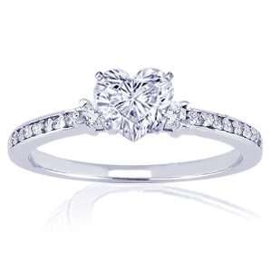   Heart Shaped Diamond Engagement Ring Pave CUT VERY GOOD 14K SI1 G GIA