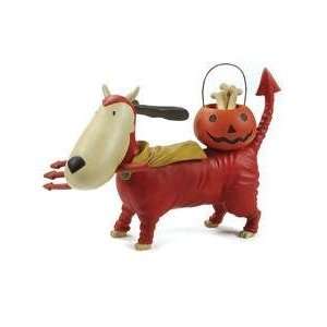   Blossom Bucket Dog in Devil Halloween Costume Figurine