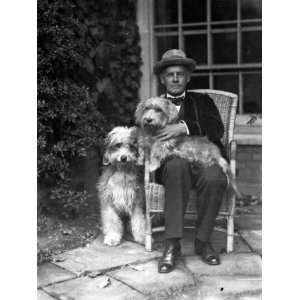 John Galsworthy, English Novelist and Playwright, Holding Dog with 