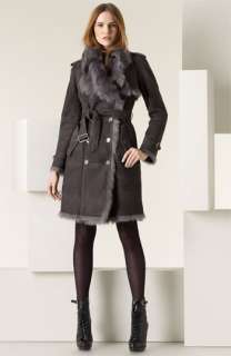 Burberry London Belted Genuine Shearling Coat  