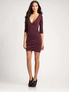 James Perse   Three Quarter Sleeve Fitted V Neck Dress