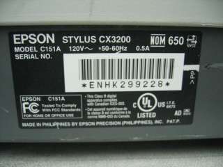 Epson Stylus CX3200 InkJet Printer Scanner C151A MFP  