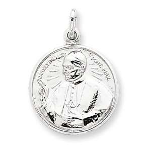  Sterling Silver Pope John Paul II Medal Pendant   5/8 Dia 
