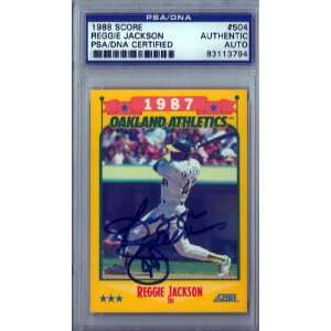 Reggie Jackson Autographed 1988 Score Card PSA/DNA Slabbed #83113794