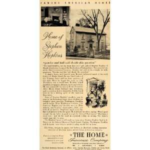 1951 Ad Home Insurance Stephen Hopkins House Famous   Original Print 