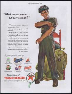 1945 Texaco Gas Station Attendant After The War Ad  