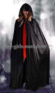 Gothic Shawl Punk Renaissance Costume Cloak Velvet Cape Black Adudt 