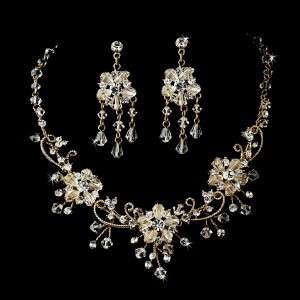Stunning Gold & Crystal Bridal Jewelry Set  