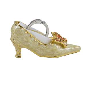 Miniature Shoe Butterfly Ring Holder Bejeweled Gold  