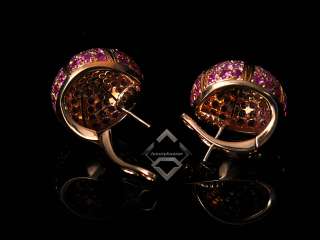 Damiani 18K RG Pave Diamond Pink Sapphire Earrings  