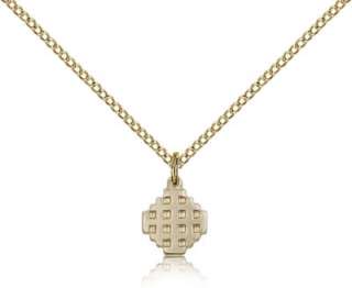   Gold Filled Jerusalem Cross Pendant on Chain Necklace in Velvet Gift