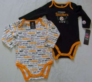 Pittsburgh Steelers L/S Baby Infant Onesie 2 Pack NWT  