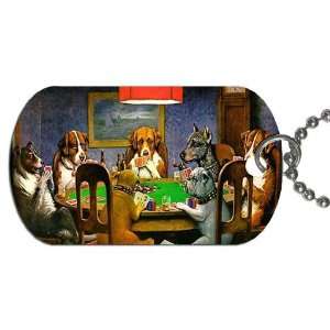  Dogs Playing Poker Dog Tag with 30 chain necklace Great 