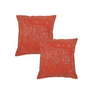 Pcs Handmade Elephant Sequins Ethnic Pillow Cushion Cover Throw India 