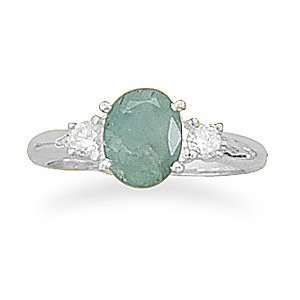  Rough Cut Emerald and CZ Ring (8) Jewelry