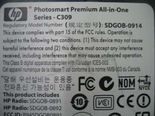 Hewlett Packard C309 Photosmart All In One SDGOB 0914 MFP  