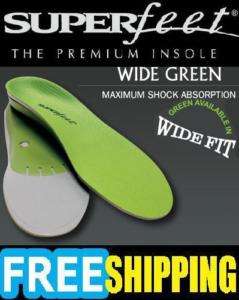 Superfeet WIDE Green Insoles Orthotics Arch Support NEW  