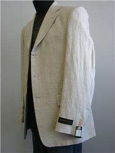 New Mens Linen Sports Jacket Blazer Light Beige sz 48L  