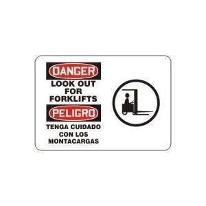  DANGER LOOK OUT FOR FORKLIFTS (W/GRAPHIC) (BILINGUAL) 7 x 