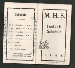 1908 Antique Montclair NJ New Jersey Football Schedule  