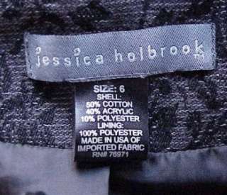 Jessica Holbrook Dark Gray Tapestry Jacket size 6  