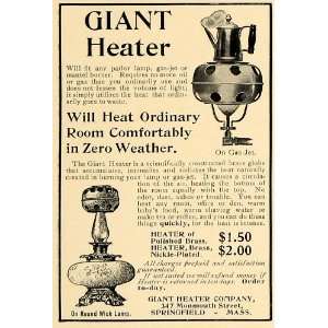  1906 Ad Giant Heater Gas Jet Space Heater Wick Lamp 