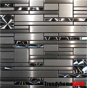   Stainless Steel Metal pattern Mosaic Tile Kitchen Backsplash Wall Sink