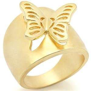  Size 8 Butterfly Brass Mat Gold Plated Ring AM Jewelry
