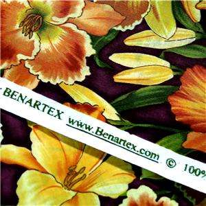 Benartex Cotton Fabric Lovely Gold & Orange Lillies FQs  