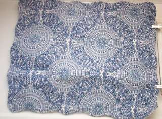 Coastal Collection Medallion Floral Blue Grey White Quilted Standard 