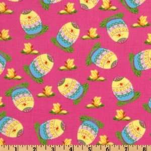   Butterfly & Eggs Pink Fabric By The Yard Arts, Crafts & Sewing