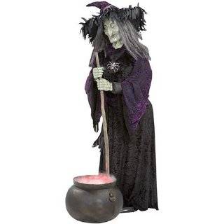 Witch Animated Life Size with Misting Cauldron Halloween Decoration