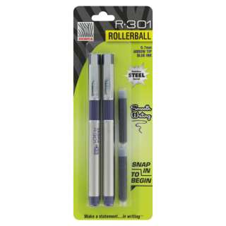 Zebra R 301 Stainless Steel Blue Ink Rollerball Pen 045888435223 