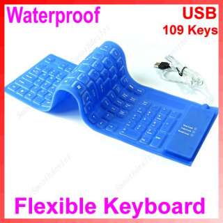 109 Keys USB Silicone Rubber Waterproof Flexible Foldable Keyboard For 