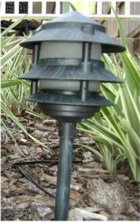 Low Voltage Lighting Dual Level Pagoda Lamp Green Light  