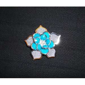  Blue flower hijab pin 