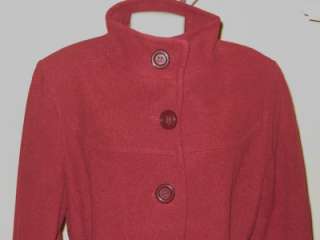 NWT LARRY LEVINE Maroon Burgundy Wool Belted Winter Coat Lg  