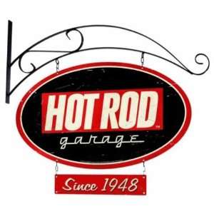   Unique Vintage Double Sided Hot Rod Garage Metal Sign: Home & Kitchen