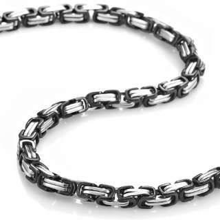  Mens Mechanic Style Steel Necklace Chain 22 (Silver Black) Jewelry 