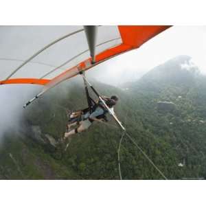 Tandem Hang Gliders Taking off from Pedro Bonita Mountain, Landing on 