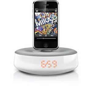  White, compact iPod/iPhone clock dock Electronics